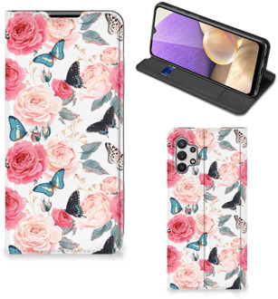 B2Ctelecom Flipcase Cadeautjes voor Moederdag Samsung Galaxy A32 5G Smartphone Hoesje Butterfly Roses