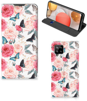 B2Ctelecom Flipcase Cadeautjes voor Moederdag Samsung Galaxy A42 Smartphone Hoesje Butterfly Roses