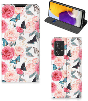 B2Ctelecom Flipcase Cadeautjes voor Moederdag Samsung Galaxy A72 (5G/4G) Smartphone Hoesje Butterfly Roses