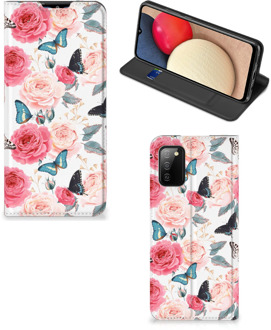 B2Ctelecom Flipcase Cadeautjes voor Moederdag Samsung Galaxy M02s | A02s Smartphone Hoesje Butterfly Roses