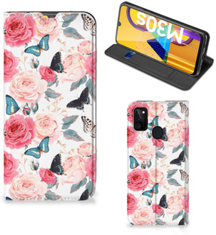 B2Ctelecom Flipcase Cadeautjes voor Moederdag Samsung Galaxy M21 Smartphone Hoesje Butterfly Roses