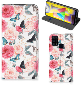 B2Ctelecom Flipcase Cadeautjes voor Moederdag Samsung Galaxy M31 Smartphone Hoesje Butterfly Roses