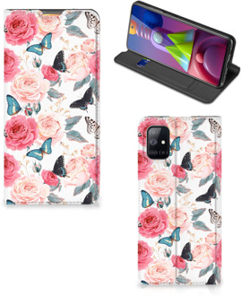 B2Ctelecom Flipcase Cadeautjes voor Moederdag Samsung Galaxy M51 Smartphone Hoesje Butterfly Roses