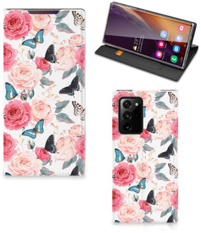 B2Ctelecom Flipcase Cadeautjes voor Moederdag Samsung Galaxy Note 20 Ultra Smartphone Hoesje Butterfly Roses