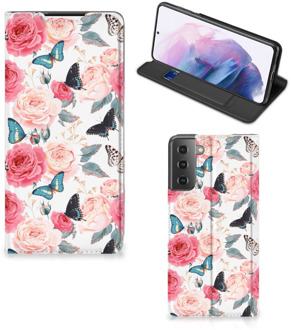 B2Ctelecom Flipcase Cadeautjes voor Moederdag Samsung Galaxy S21 Plus Smartphone Hoesje Butterfly Roses