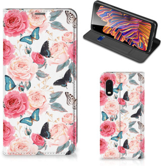 B2Ctelecom Flipcase Cadeautjes voor Moederdag Samsung Xcover Pro Smartphone Hoesje Butterfly Roses