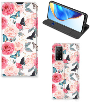 B2Ctelecom Flipcase Cadeautjes voor Moederdag Xiaomi Mi 10T | 10T Pro Smartphone Hoesje Butterfly Roses