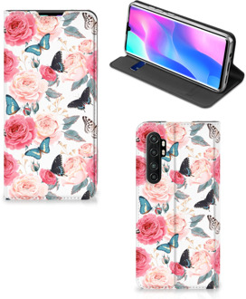 B2Ctelecom Flipcase Cadeautjes voor Moederdag Xiaomi Mi Note 10 Lite Smartphone Hoesje Butterfly Roses