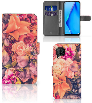 B2Ctelecom Flipcase Huawei P40 Lite Telefoon Hoesje Cadeau voor Moeder Bosje Bloemen