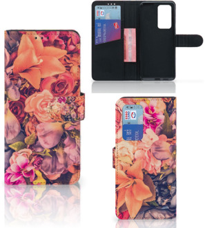 B2Ctelecom Flipcase Huawei P40 Pro Telefoon Hoesje Cadeau voor Moeder Bosje Bloemen