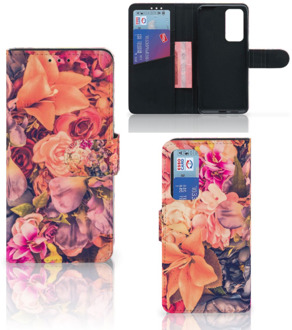 B2Ctelecom Flipcase Huawei P40 Telefoon Hoesje Cadeau voor Moeder Bosje Bloemen