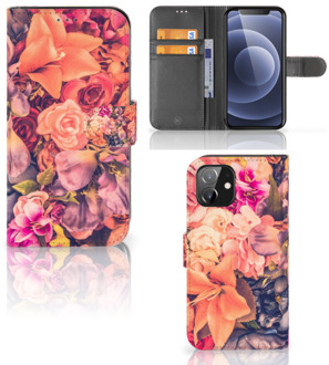 B2Ctelecom Flipcase iPhone 12 | 12 Pro (6.1") Telefoon Hoesje Cadeau voor Moeder Bosje Bloemen