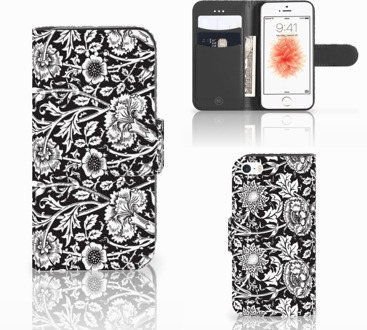 B2Ctelecom Flipcase iPhone 5S Black Flowers