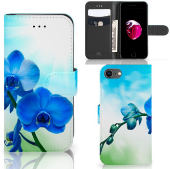 B2Ctelecom Flipcase iPhone SE (2020) | 7 | 8 Hoesje Design Orchidee Blauw