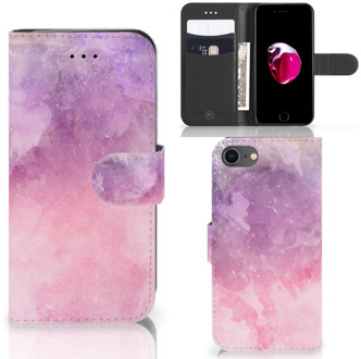 B2Ctelecom Flipcase iPhone SE (2020) | 7 | 8 Hoesje Design Pink Purple Paint