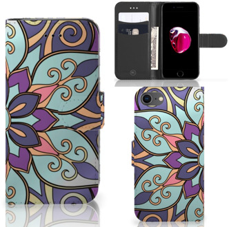 B2Ctelecom Flipcase iPhone SE (2020) | 7 | 8 Hoesje Design Purple Flower