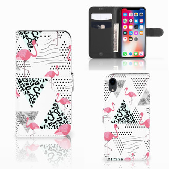 B2Ctelecom Flipcase iPhone XR Flamingo Triangle