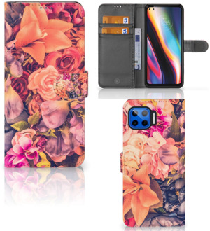 B2Ctelecom Flipcase Motorola Moto G 5G Plus Telefoon Hoesje Cadeau voor Moeder Bosje Bloemen