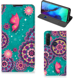 B2Ctelecom Flipcase Motorola Moto G Pro Smart Cover Cirkels en Vlinders