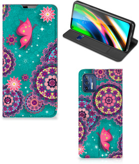 B2Ctelecom Flipcase Motorola Moto G9 Plus Smart Cover Cirkels en Vlinders