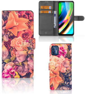 B2Ctelecom Flipcase Motorola Moto G9 Plus Telefoon Hoesje Cadeau voor Moeder Bosje Bloemen