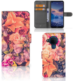 B2Ctelecom Flipcase Nokia 5.4 Telefoon Hoesje Cadeau voor Moeder Bosje Bloemen