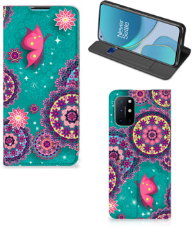 B2Ctelecom Flipcase OnePlus 8T Smart Cover Cirkels en Vlinders