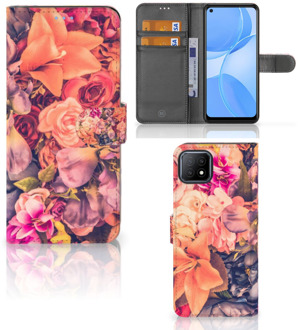 B2Ctelecom Flipcase OPPO A73 5G Telefoon Hoesje Cadeau voor Moeder Bosje Bloemen