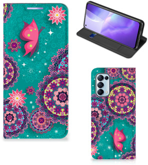 B2Ctelecom Flipcase OPPO Find X3 Lite Smart Cover Cirkels en Vlinders