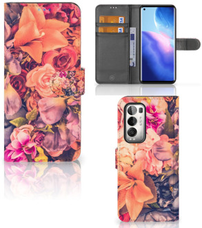 B2Ctelecom Flipcase OPPO Find X3 Neo 5G Telefoon Hoesje Cadeau voor Moeder Bosje Bloemen