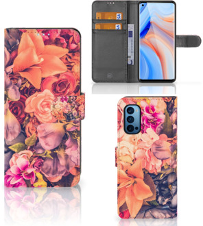 B2Ctelecom Flipcase OPPO Reno 4 Pro 5G Telefoon Hoesje Cadeau voor Moeder Bosje Bloemen