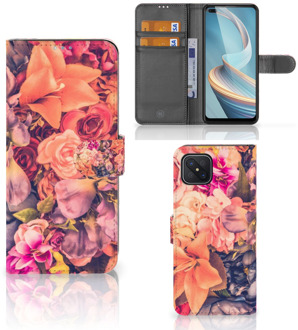 B2Ctelecom Flipcase OPPO Reno4 Z Telefoon Hoesje Cadeau voor Moeder Bosje Bloemen