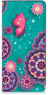 B2Ctelecom Flipcase Samsung Galaxy A21s Smart Cover Cirkels en Vlinders