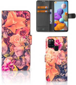 B2Ctelecom Flipcase Samsung Galaxy A21s Telefoon Hoesje Cadeau voor Moeder Bosje Bloemen