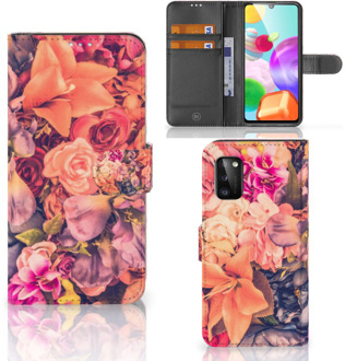 B2Ctelecom Flipcase Samsung Galaxy A41 Telefoon Hoesje Cadeau voor Moeder Bosje Bloemen