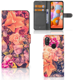 B2Ctelecom Flipcase Samsung Galaxy M11 | A11 Telefoon Hoesje Cadeau voor Moeder Bosje Bloemen