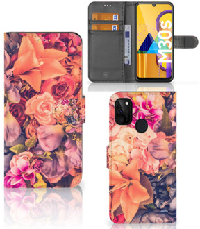 B2Ctelecom Flipcase Samsung Galaxy M21 Telefoon Hoesje Cadeau voor Moeder Bosje Bloemen