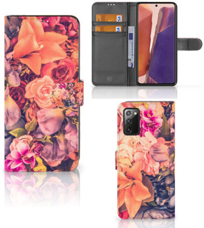 B2Ctelecom Flipcase Samsung Galaxy Note 20 Telefoon Hoesje Cadeau voor Moeder Bosje Bloemen