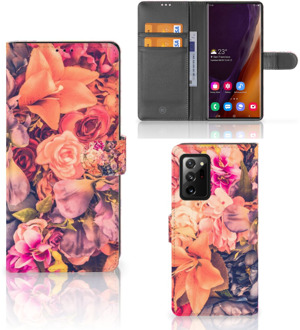 B2Ctelecom Flipcase Samsung Galaxy Note20 Ultra Telefoon Hoesje Cadeau voor Moeder Bosje Bloemen