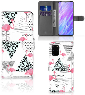 B2Ctelecom Flipcase Samsung Galaxy S20+ Telefoonhoesje met Pasjes Flamingo Triangle