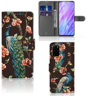 B2Ctelecom Flipcase Samsung Galaxy S20+ Telefoonhoesje met Pasjes Pauw met Bloemen