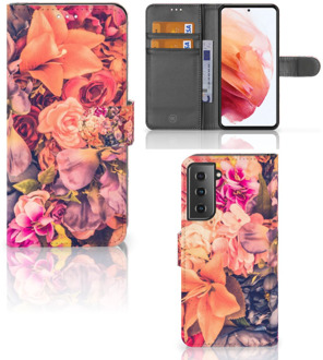 B2Ctelecom Flipcase Samsung Galaxy S21 Telefoon Hoesje Cadeau voor Moeder Bosje Bloemen