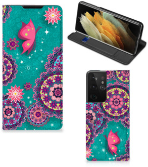 B2Ctelecom Flipcase Samsung Galaxy S21 Ultra Smart Cover Cirkels en Vlinders