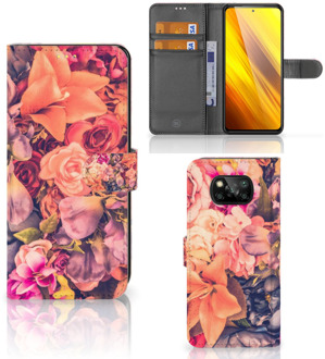 B2Ctelecom Flipcase Xiaomi Poco X3 Telefoon Hoesje Cadeau voor Moeder Bosje Bloemen