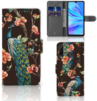 B2Ctelecom Flipcover Huawei P30 Lite Design Pauw met Bloemen