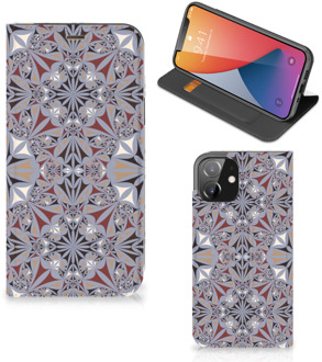 B2Ctelecom Flipcover iPhone 12 | iPhone 12 Pro Smart Cover Flower Tiles