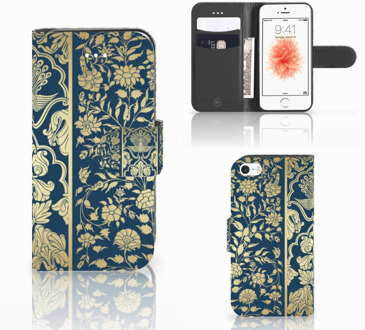 B2Ctelecom Flipcover iPhone 5 | 5S | SE  Golden Flowers