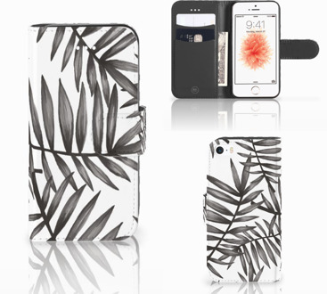 B2Ctelecom Flipcover iPhone 5 | 5S | SE  Leaves Grey