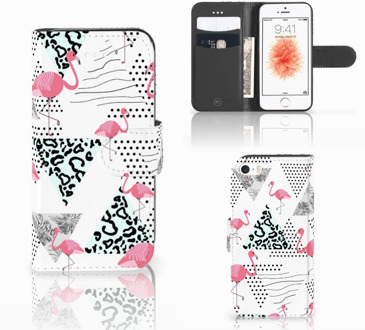 B2Ctelecom Flipcover iPhone 5S Flamingo Triangle