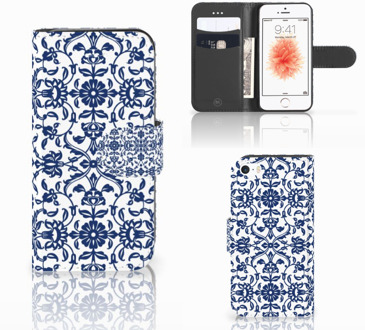 B2Ctelecom Flipcover iPhone 5S Flower Blue